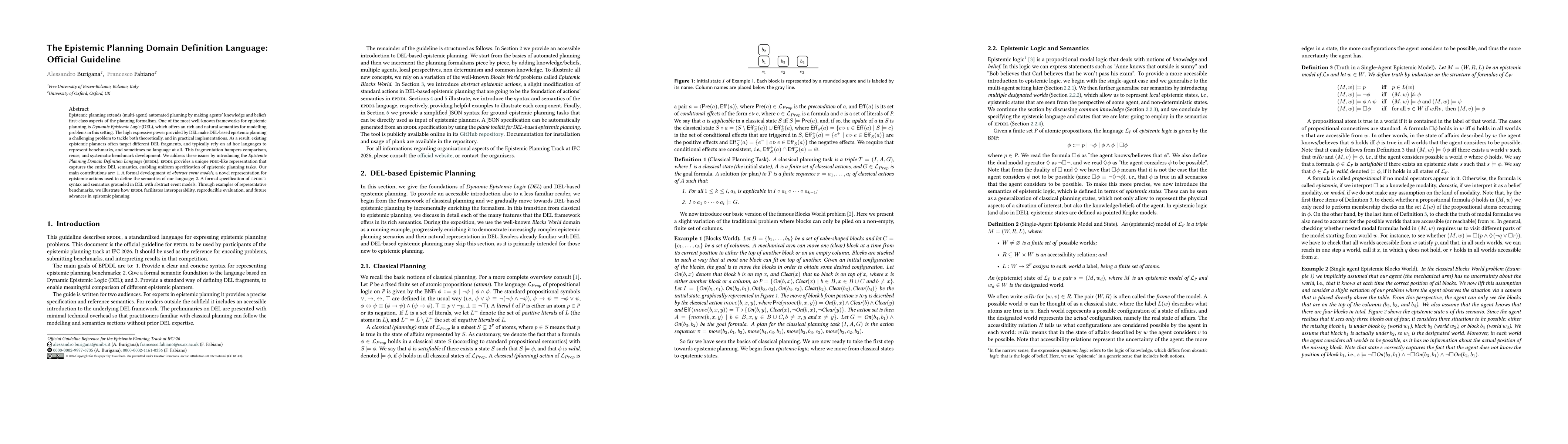 Thumbnail for The Epistemic Planning Domain Definition Language: Official Guideline
