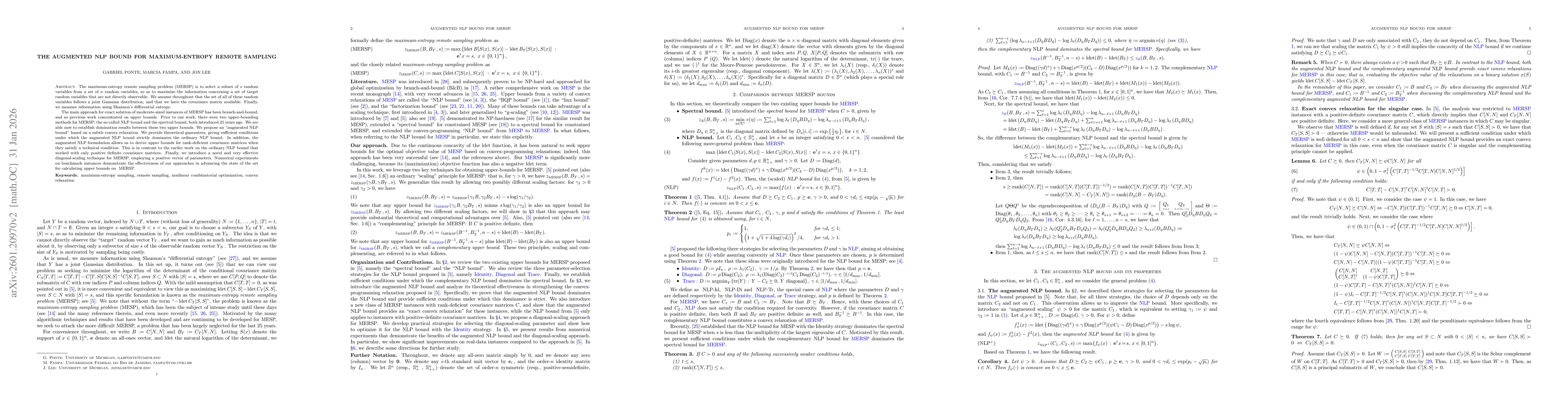 Thumbnail for The augmented NLP bound for maximum-entropy remote sampling