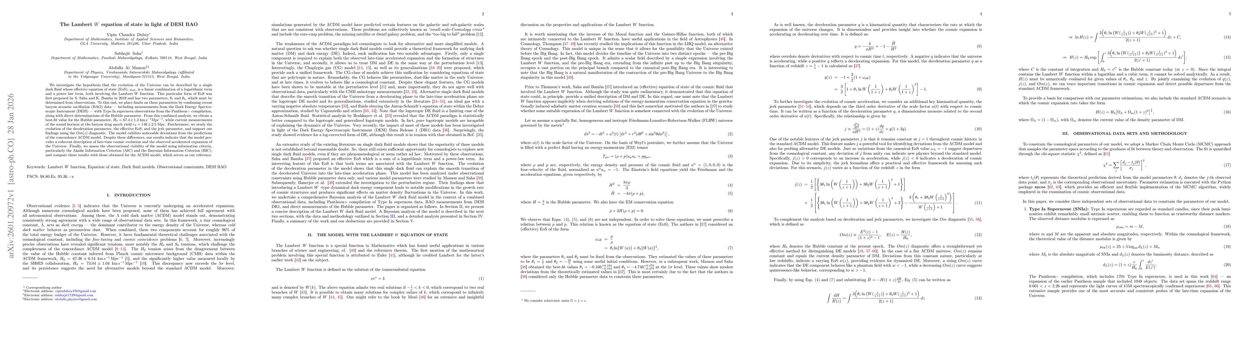 Thumbnail for The Lambert $W$ equation of state in light of DESI BAO