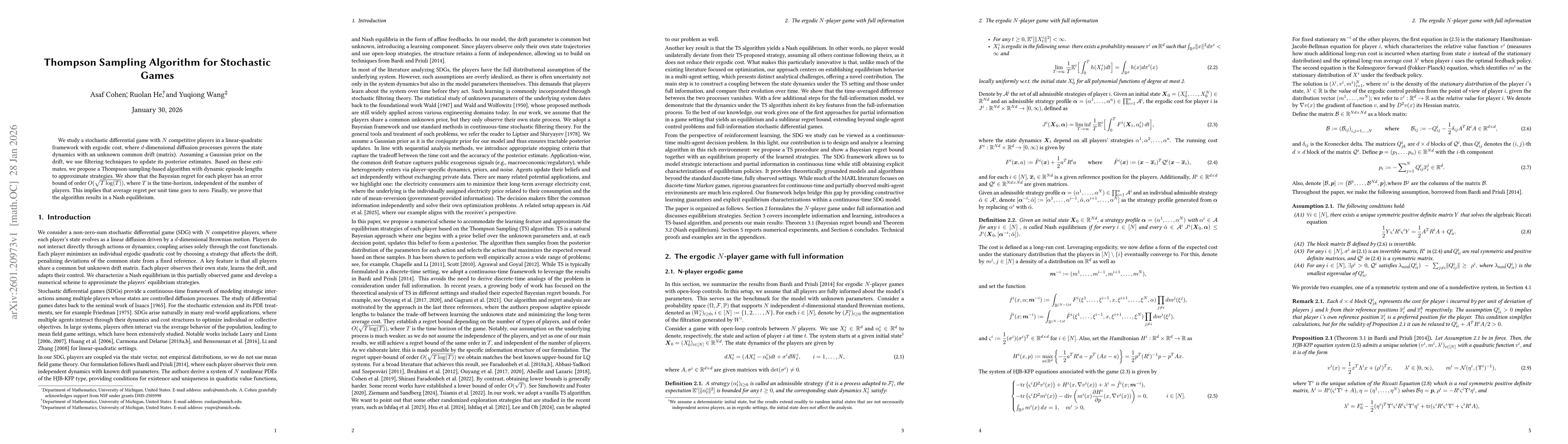 Thumbnail for Thompson Sampling Algorithm for Stochastic Games