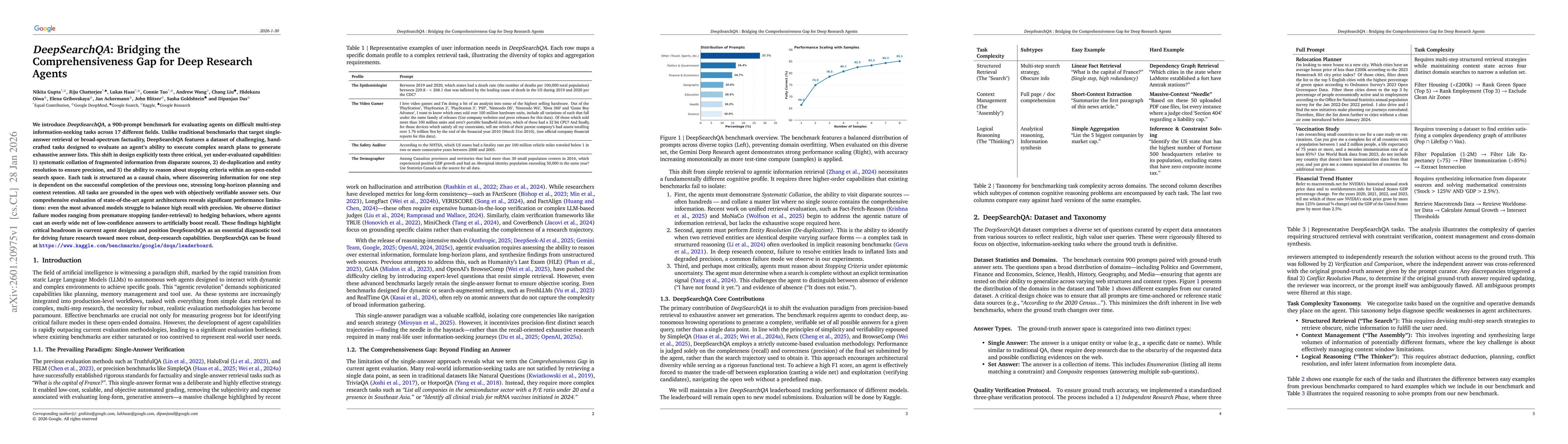 Thumbnail for DeepSearchQA: Bridging the Comprehensiveness Gap for Deep Research Agents
