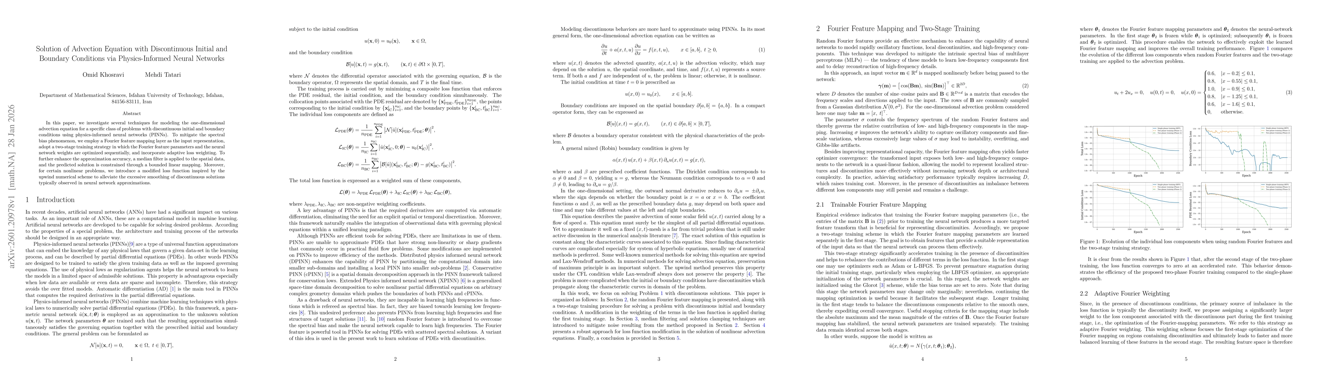 Thumbnail for Solution of Advection Equation with Discontinuous Initial and Boundary Conditions via Physics-Informed Neural Networks