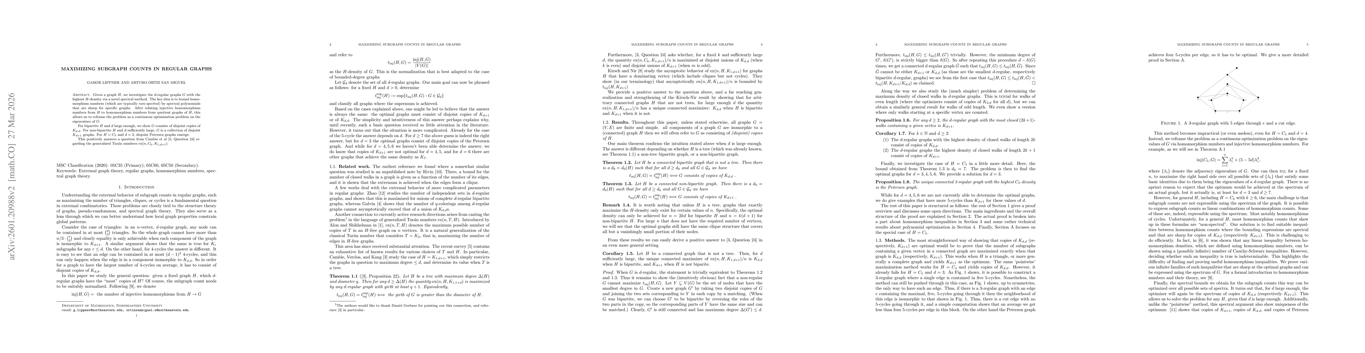 Thumbnail for Maximizing subgraph counts in regular graphs