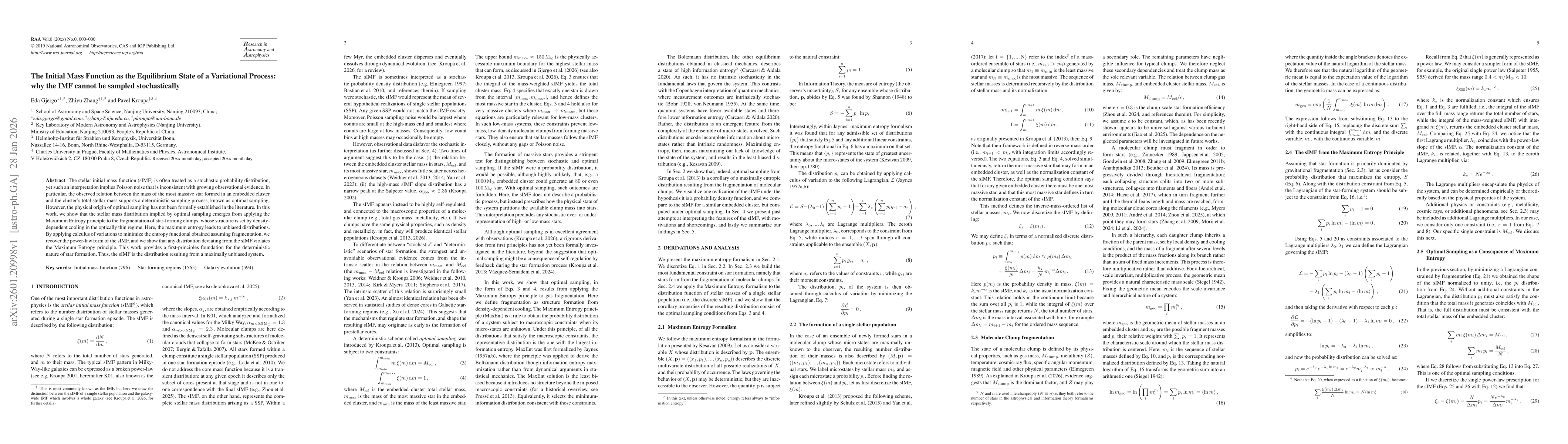 Thumbnail for The Initial Mass Function as the Equilibrium State of a Variational Process: why the IMF cannot be sampled stochastically