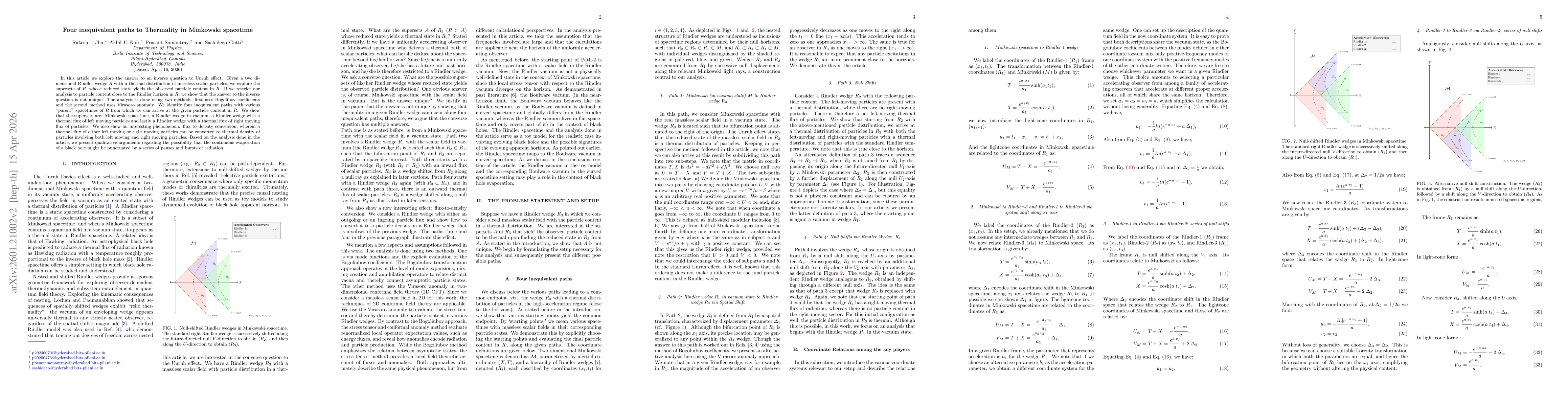 Thumbnail for Fourfold path to Thermality: Inequivalent purifications of Rindler wedge