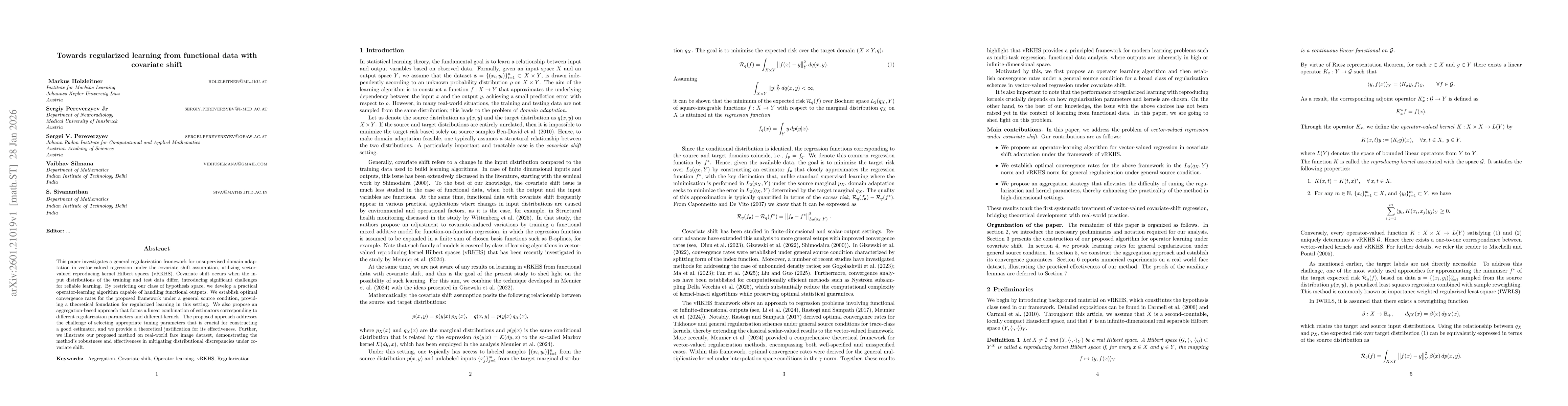 Thumbnail for Towards regularized learning from functional data with covariate shift