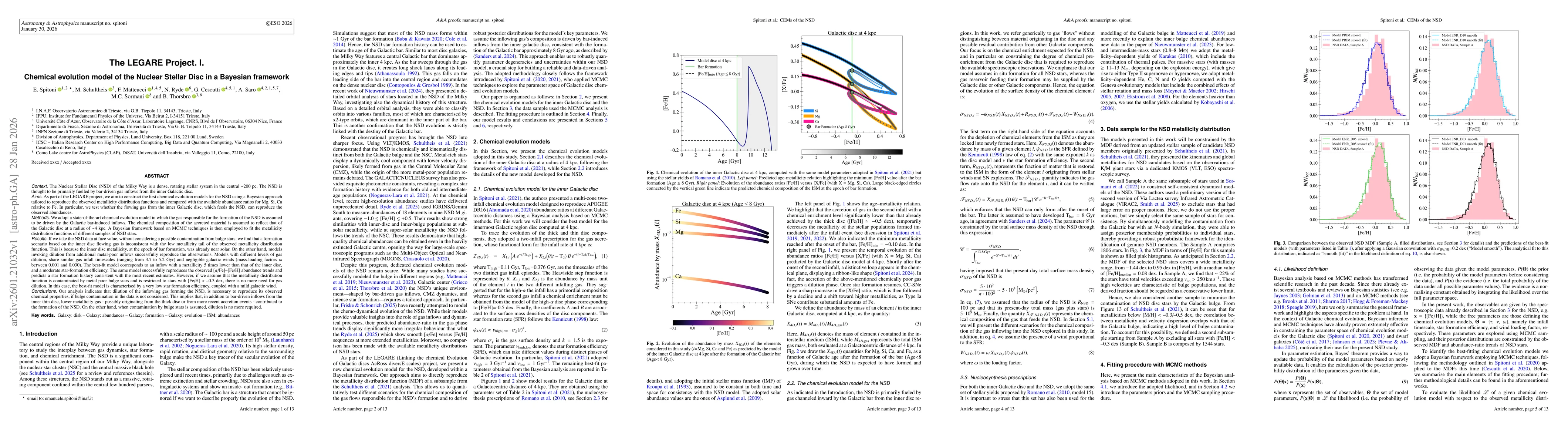 Thumbnail for The LEGARE Project. I. Chemical evolution model of the Nuclear Stellar Disc in a Bayesian framework