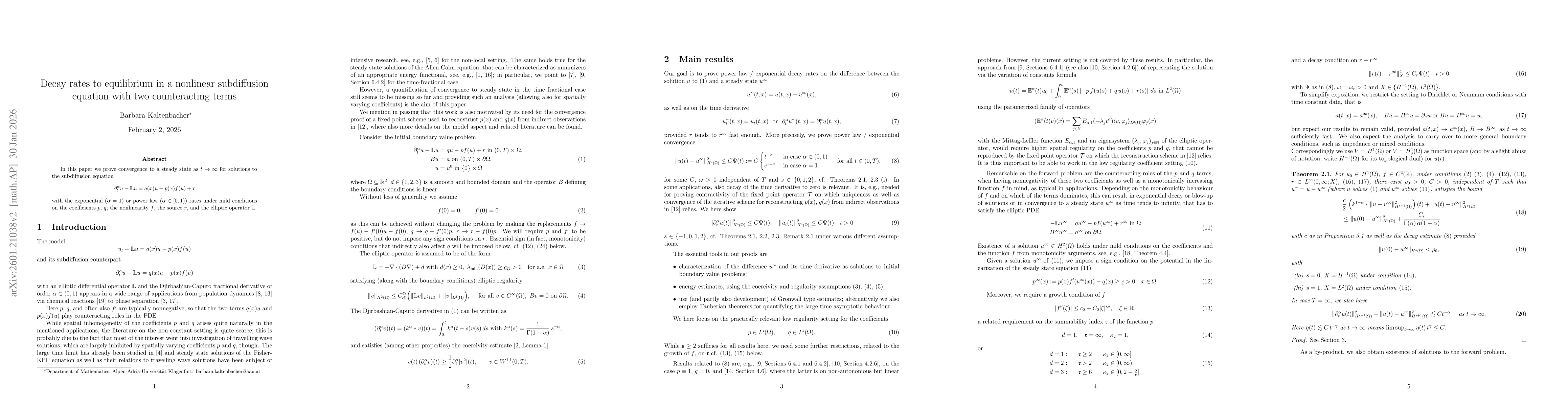 Thumbnail for Decay rates to equilibrium in a nonlinear subdiffusion equation with two counteracting terms