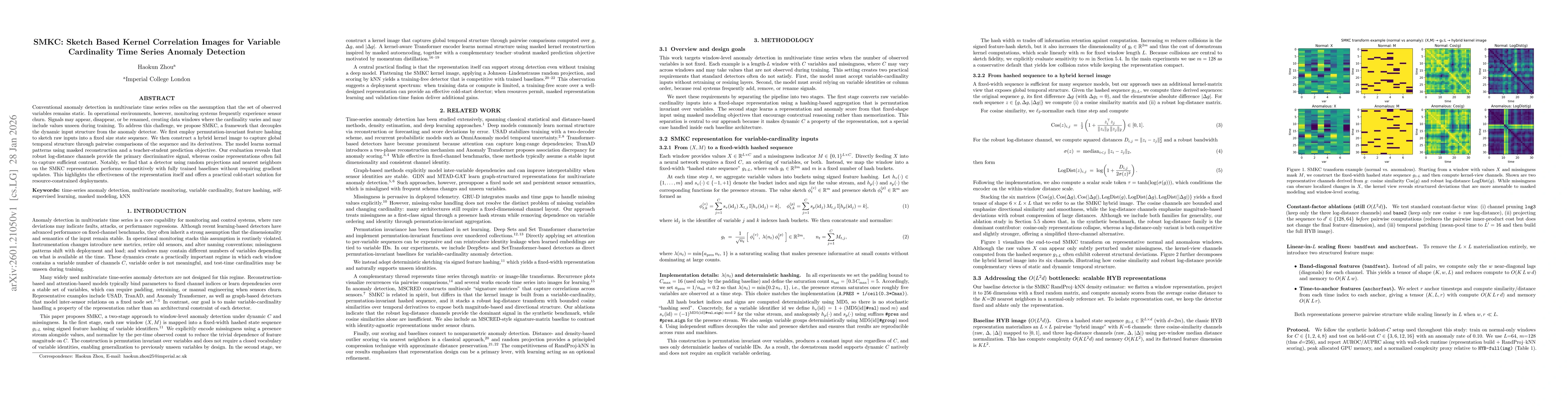 Thumbnail for SMKC: Sketch Based Kernel Correlation Images for Variable Cardinality Time Series Anomaly Detection