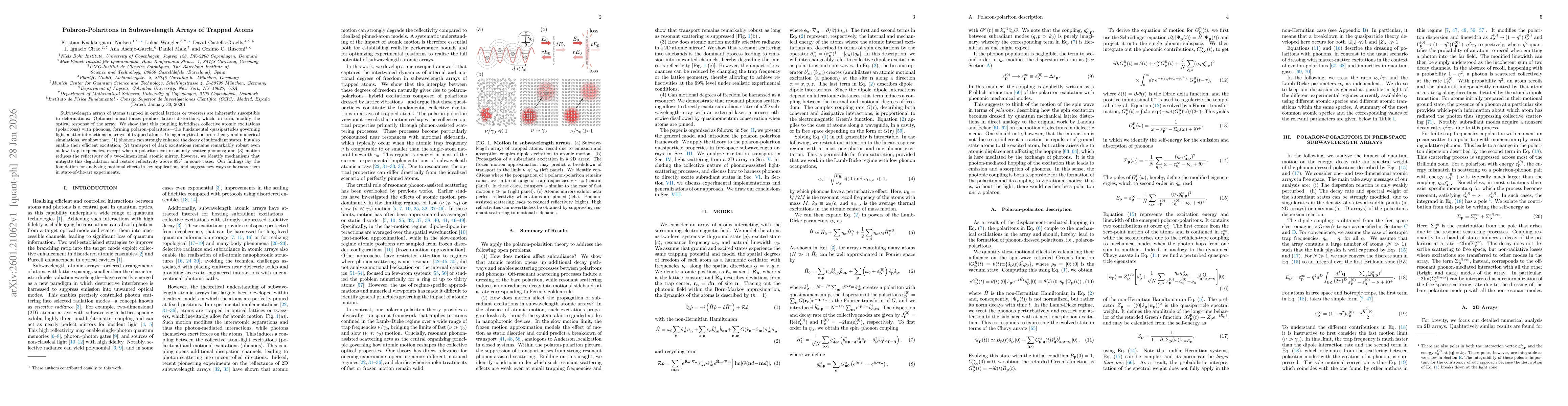 Thumbnail for Polaron-Polaritons in Subwavelength Arrays of Trapped Atoms