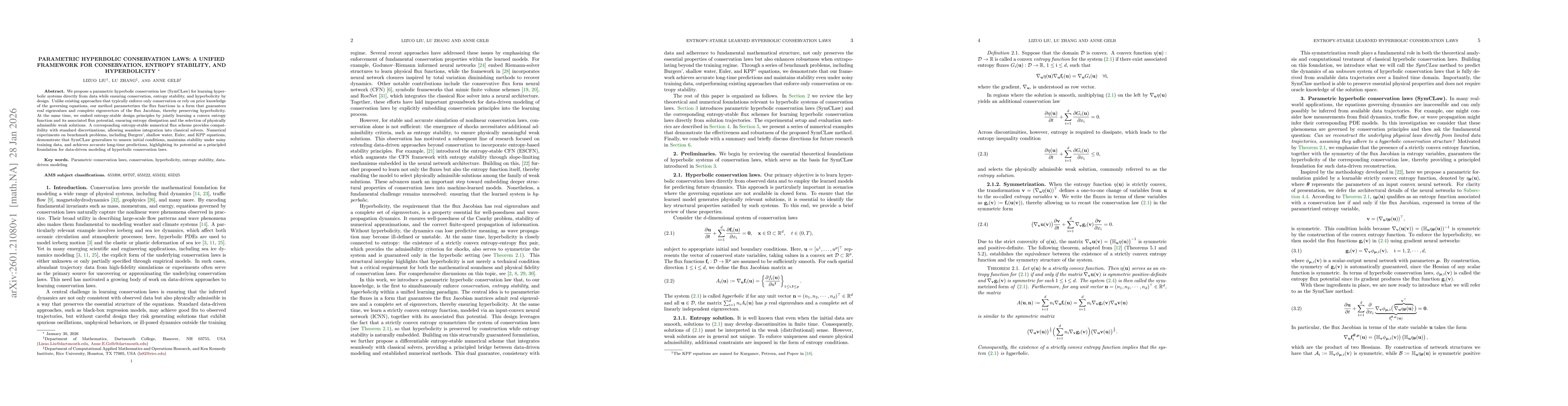 Thumbnail for Parametric Hyperbolic Conservation Laws: A Unified Framework for Conservation, Entropy Stability, and Hyperbolicity