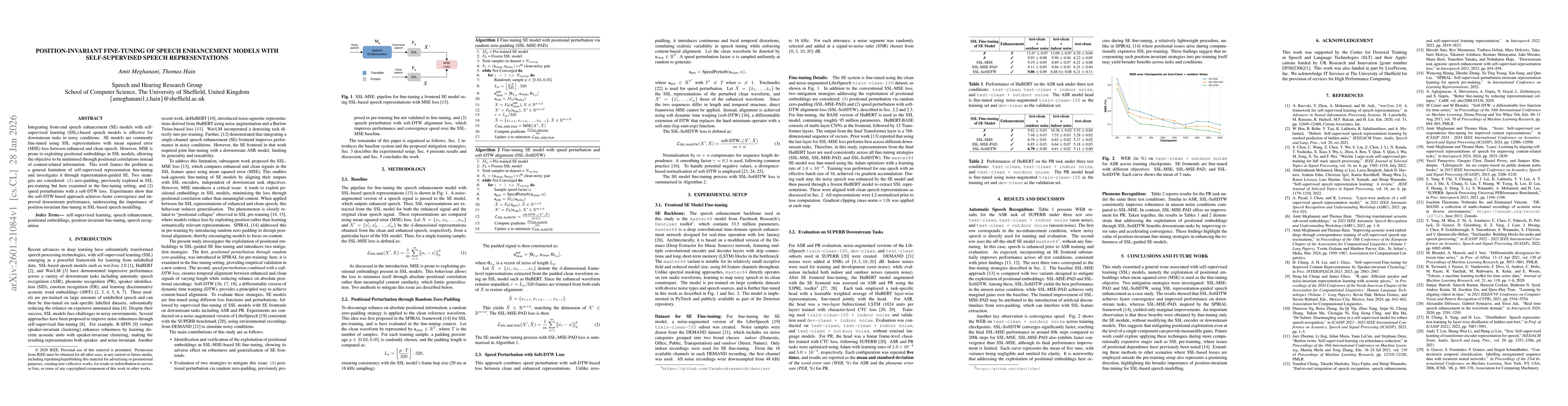 Thumbnail for Position-invariant Fine-tuning of Speech Enhancement Models with Self-supervised Speech Representations
