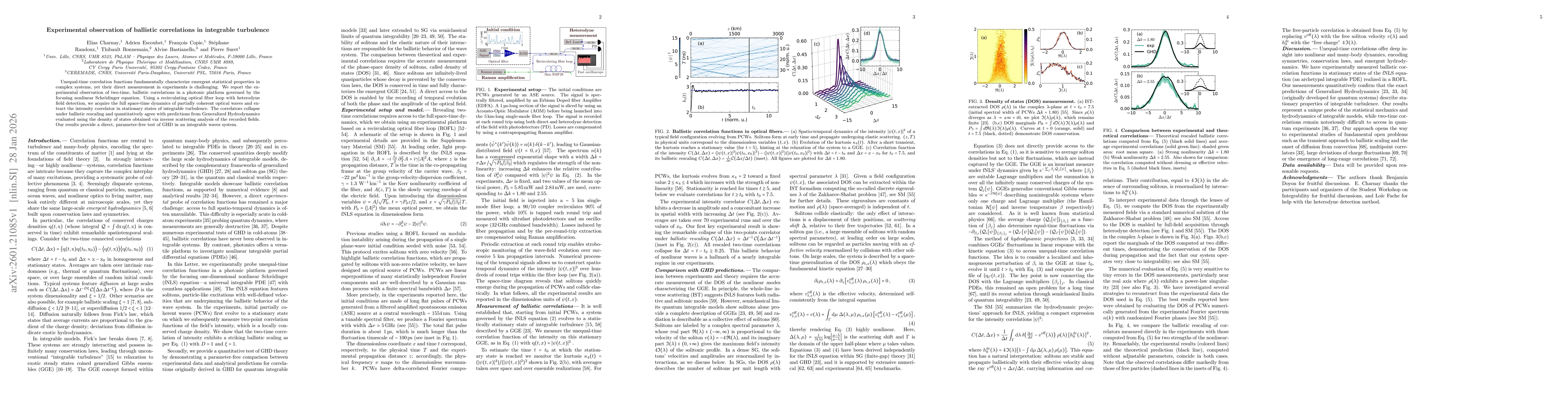 Thumbnail for Experimental observation of ballistic correlations in integrable turbulence