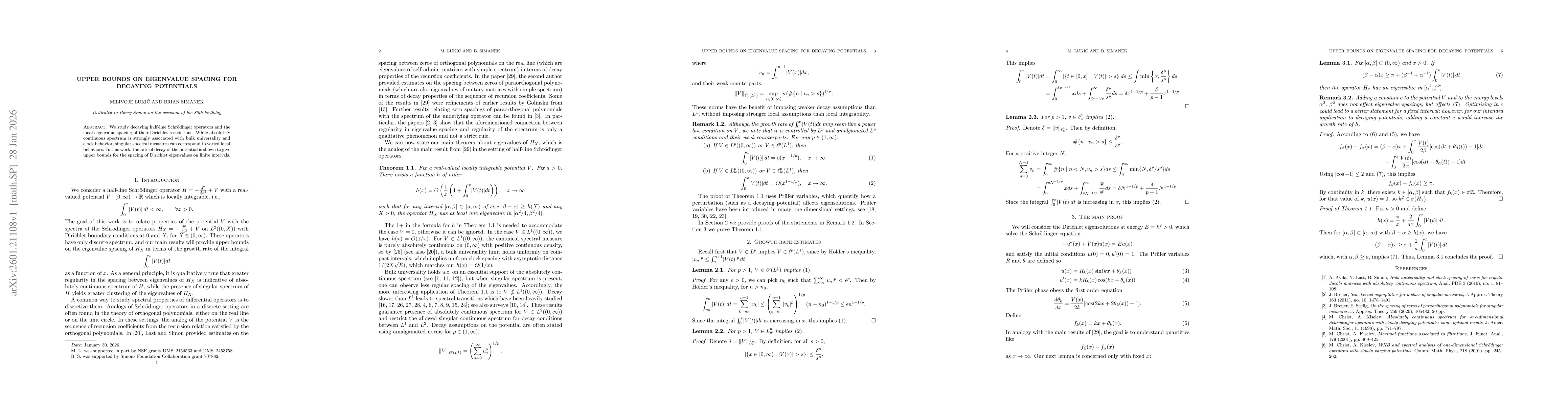 Thumbnail for Upper bounds on eigenvalue spacing for decaying potentials