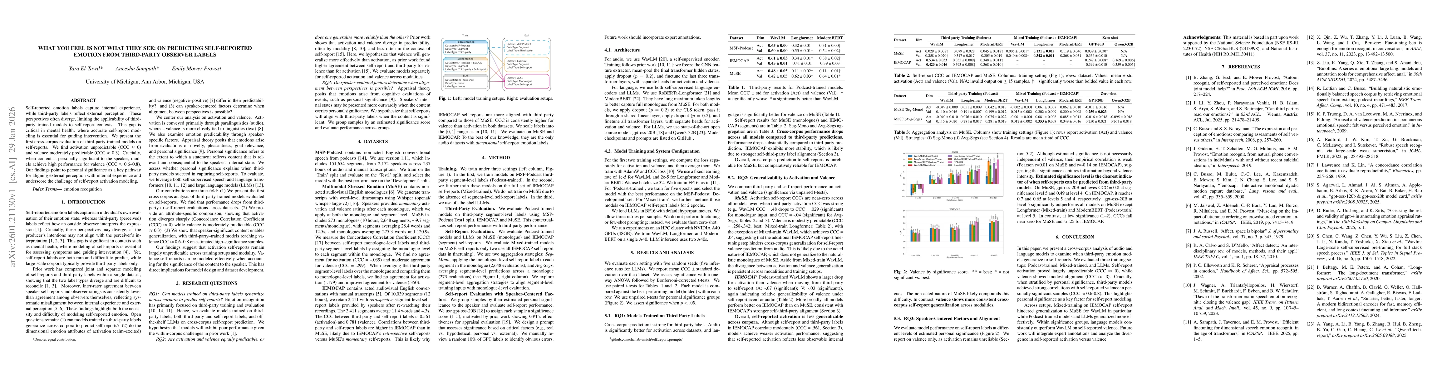 Thumbnail for What You Feel Is Not What They See: On Predicting Self-Reported Emotion from Third-Party Observer Labels