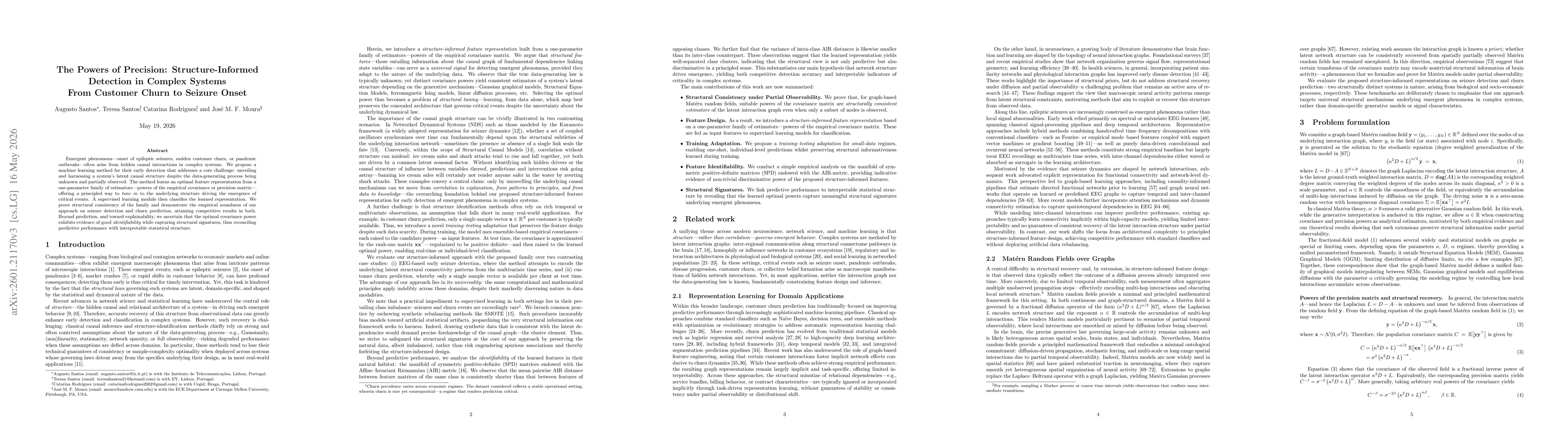 Thumbnail for The Powers of Precision: Structure-Informed Detection in Complex Systems -- From Customer Churn to Seizure Onset