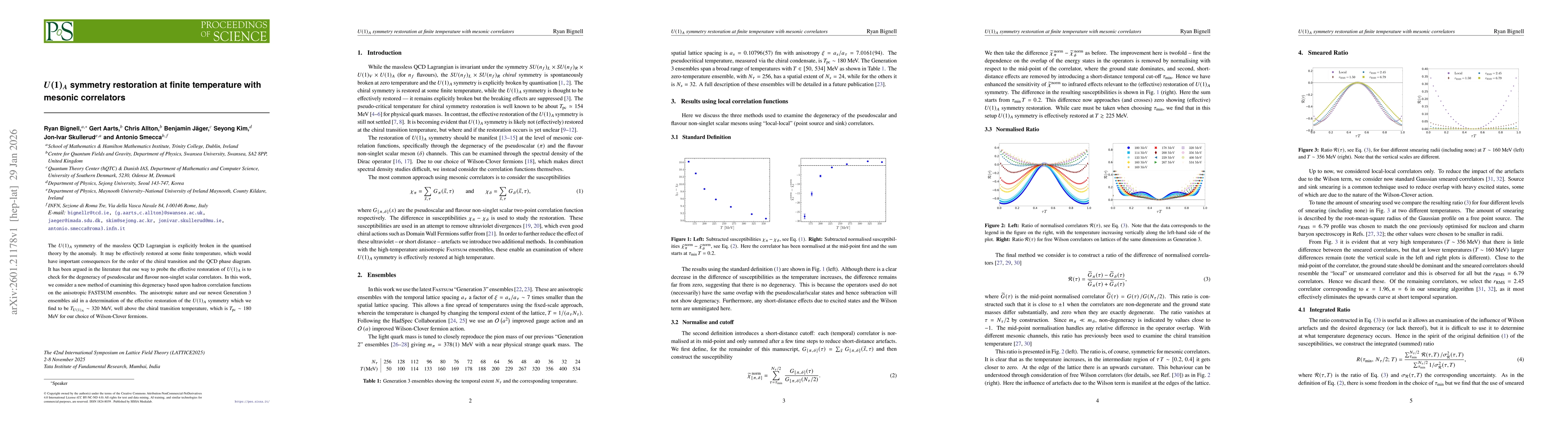 Thumbnail for $U(1)_A$ symmetry restoration at finite temperature with mesonic correlators