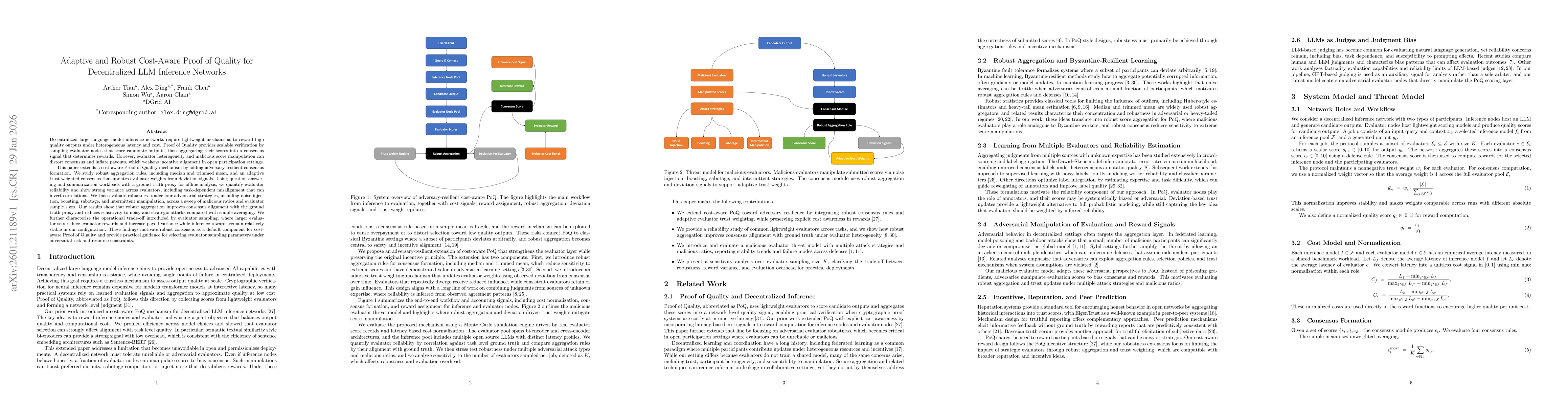 Thumbnail for Adaptive and Robust Cost-Aware Proof of Quality for Decentralized LLM Inference Networks