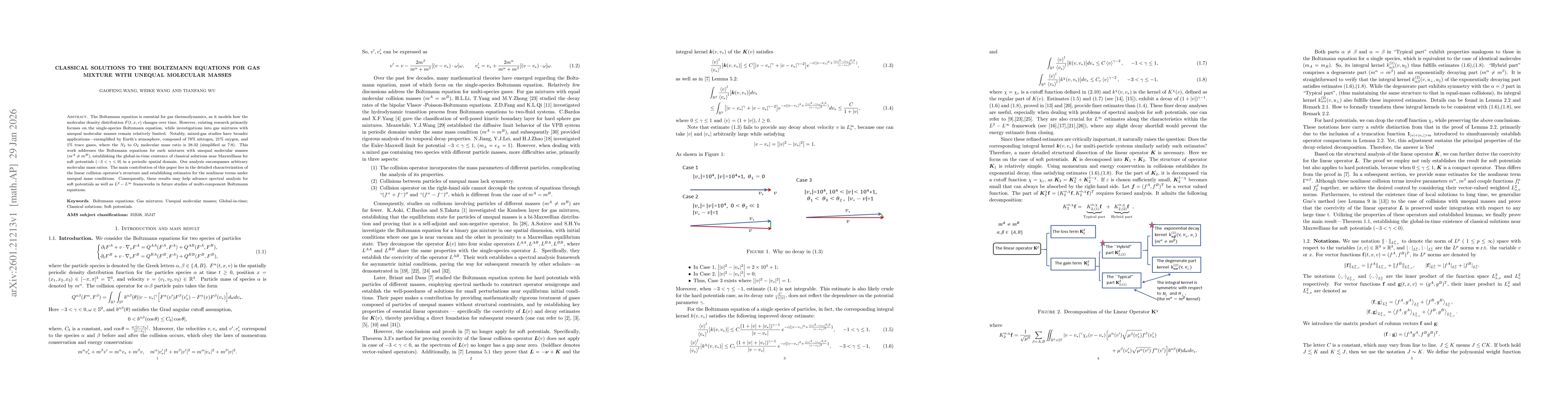 Thumbnail for Classical solutions to the Boltzmann equations for gas mixture with unequal molecular masses