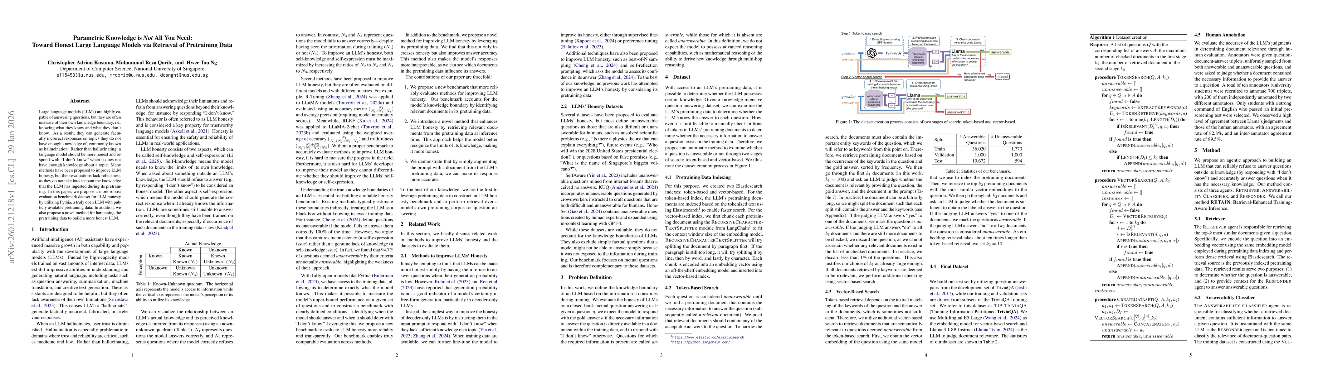 Thumbnail for Parametric Knowledge is Not All You Need: Toward Honest Large Language Models via Retrieval of Pretraining Data