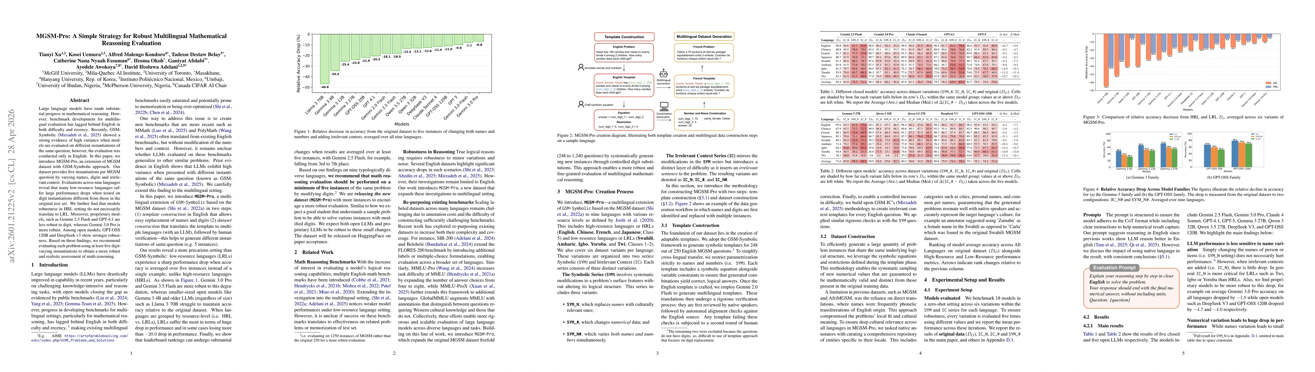 Thumbnail for MGSM-Pro: A Simple Strategy for Robust Multilingual Mathematical Reasoning Evaluation