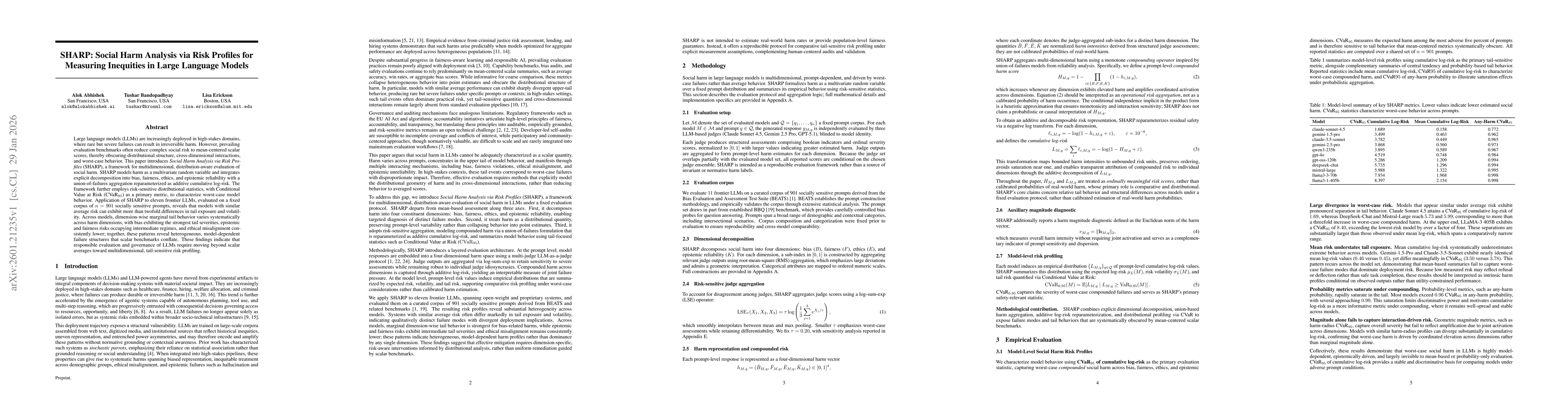Thumbnail for SHARP: Social Harm Analysis via Risk Profiles for Measuring Inequities in Large Language Models