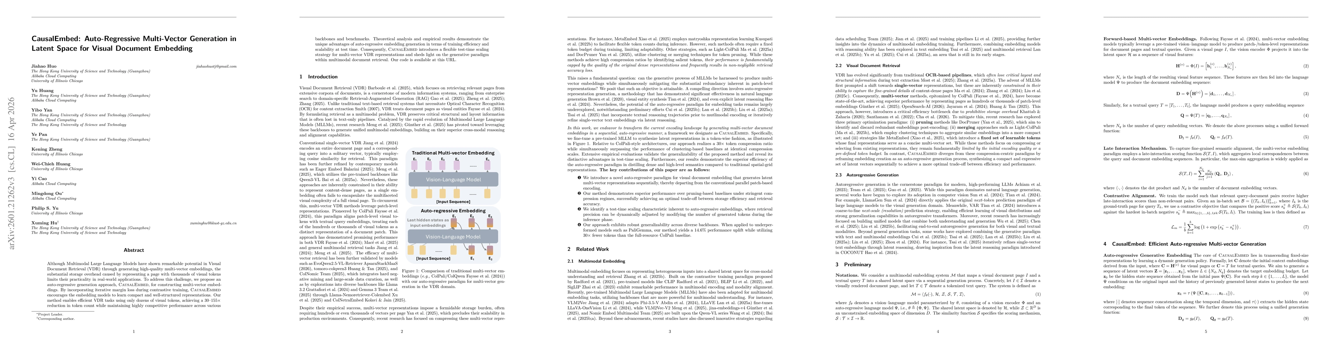 Thumbnail for CausalEmbed: Auto-Regressive Multi-Vector Generation in Latent Space for Visual Document Embedding