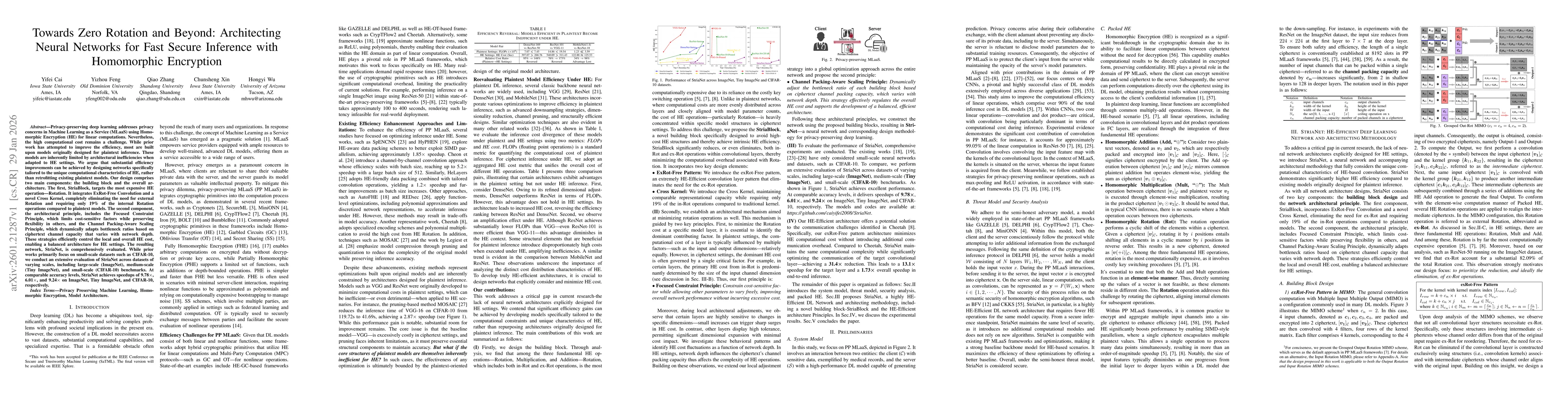 Thumbnail for Towards Zero Rotation and Beyond: Architecting Neural Networks for Fast Secure Inference with Homomorphic Encryption