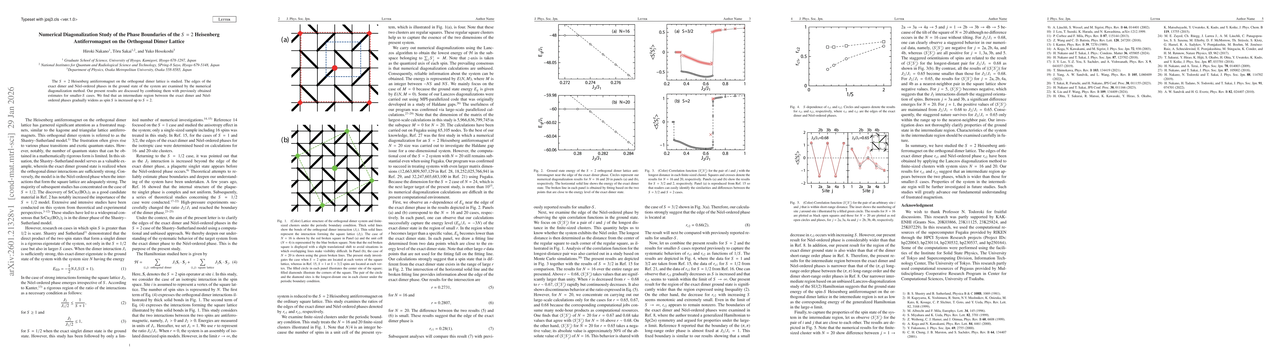 Thumbnail for Numerical Diagonalization Study of the Phase Boundaries of the S=2 Heisenberg Antiferromagnet on the Orthogonal Dimer Lattice