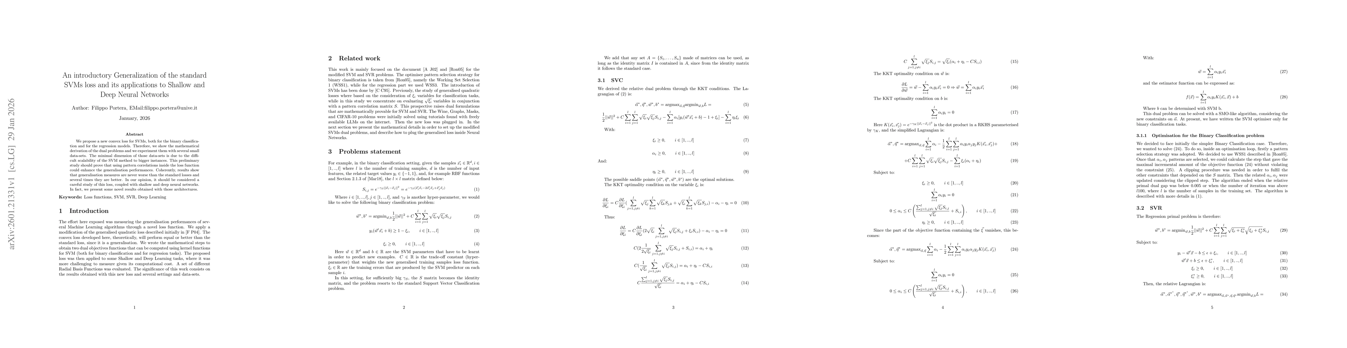 Thumbnail for An introductory Generalization of the standard SVMs loss and its applications to Shallow and Deep Neural Networks
