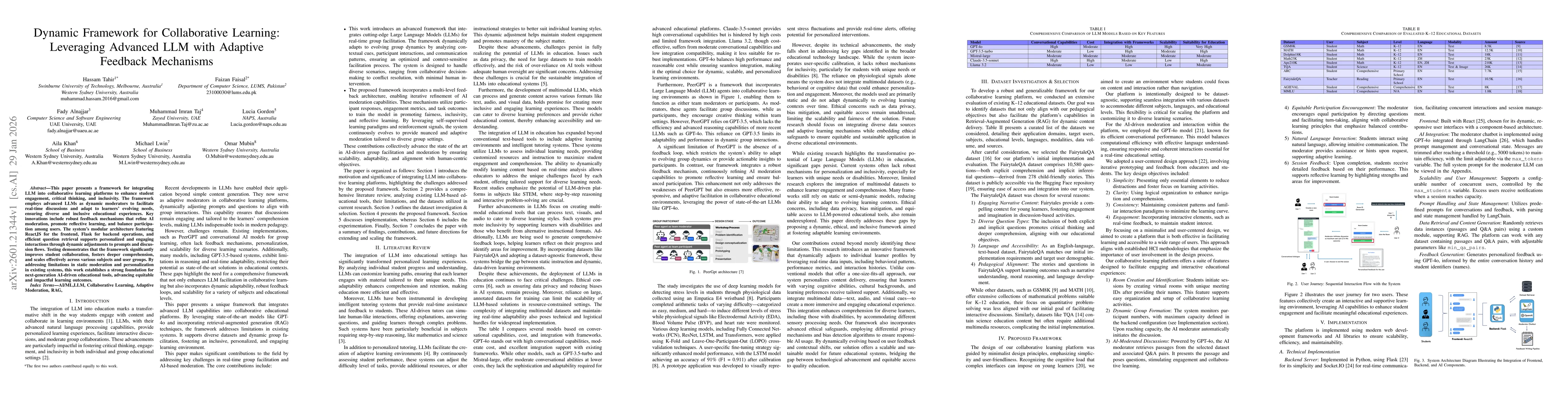 Thumbnail for Dynamic Framework for Collaborative Learning: Leveraging Advanced LLM with Adaptive Feedback Mechanisms