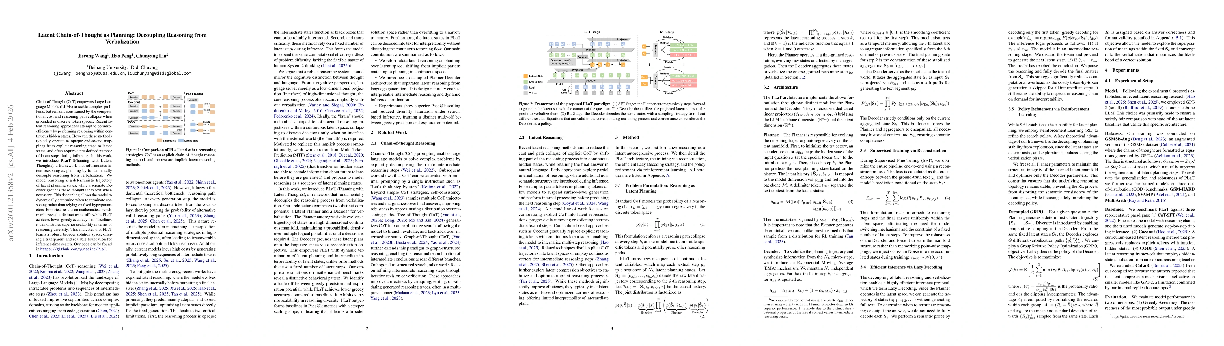 Thumbnail for Latent Chain-of-Thought as Planning: Decoupling Reasoning from Verbalization