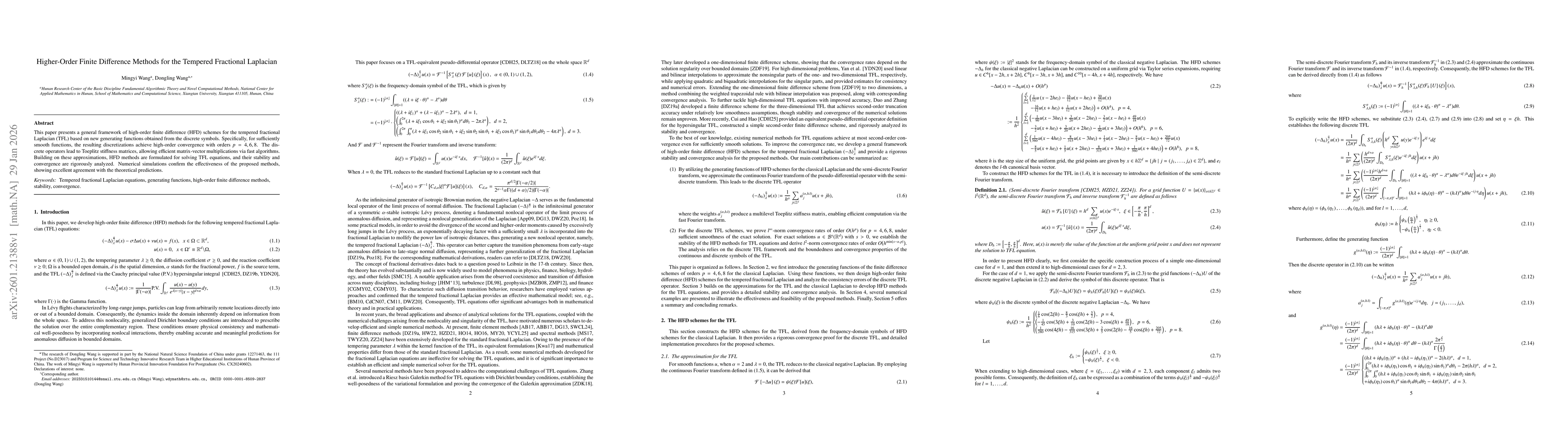 Thumbnail for Higher-Order Finite Difference Methods for the Tempered Fractional Laplacian