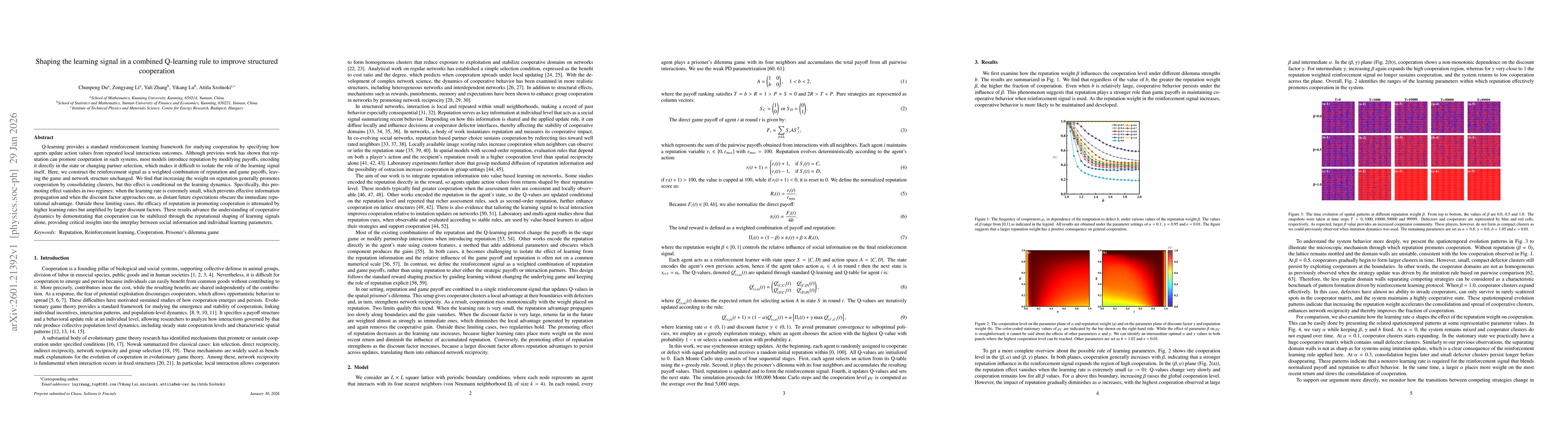 Thumbnail for Shaping the learning signal in a combined Q-learning rule to improve structured cooperation