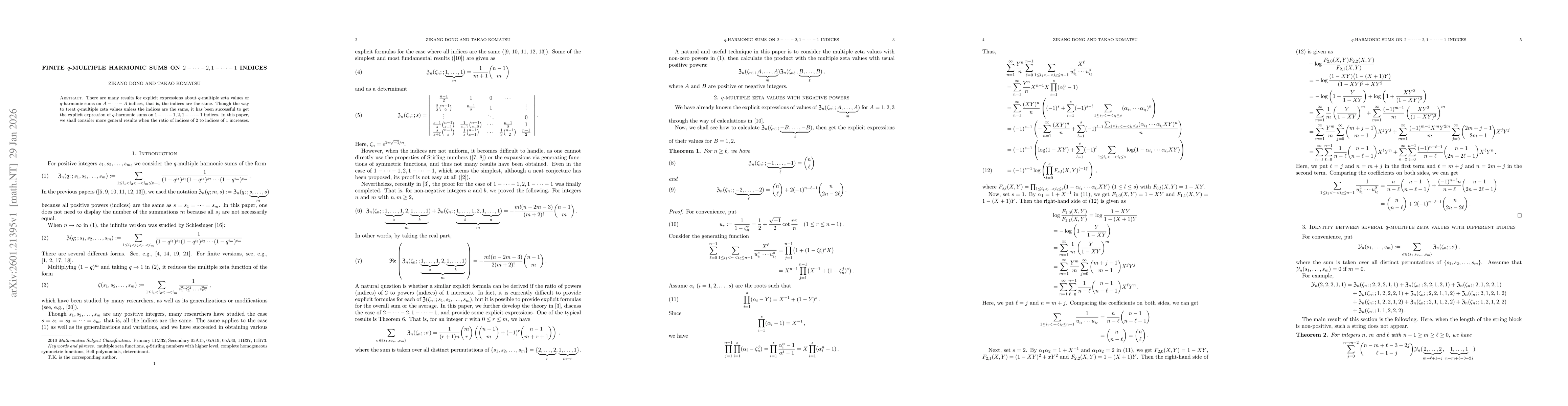 Thumbnail for Finite $q$-multiple harmonic sums on $2-\cdots-2,1-\cdots-1$ indices