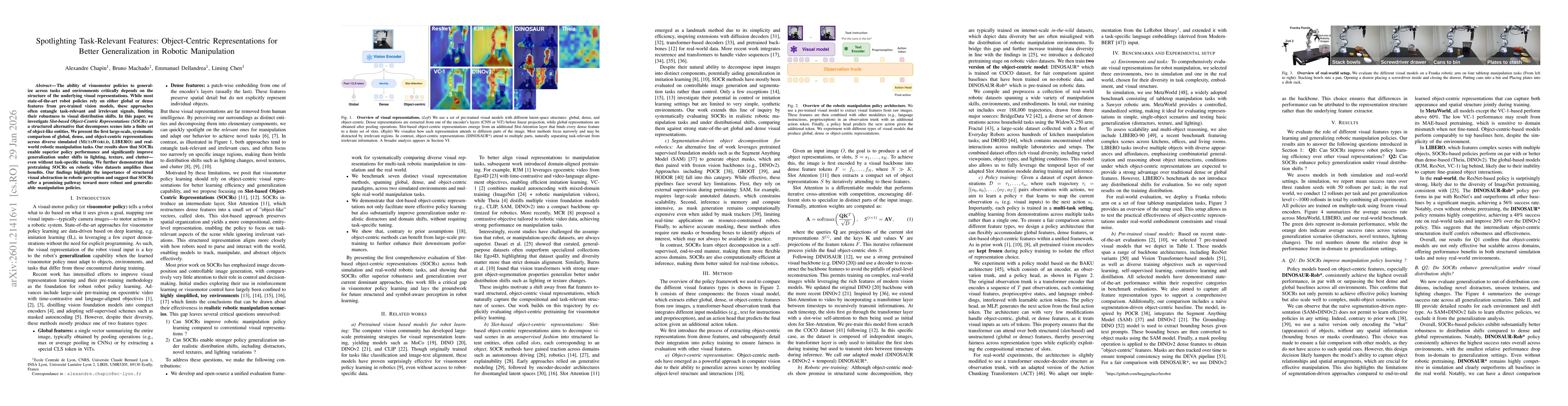 Thumbnail for Spotlighting Task-Relevant Features: Object-Centric Representations for Better Generalization in Robotic Manipulation