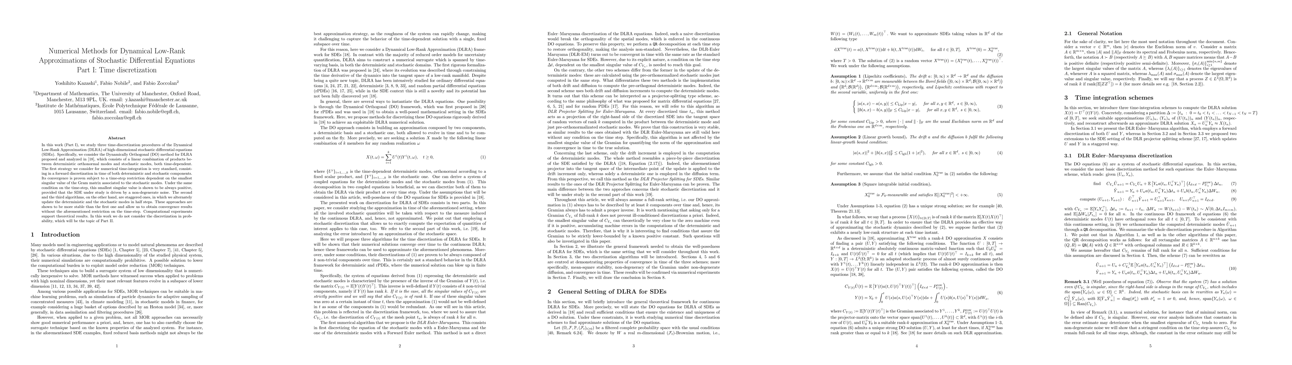 Thumbnail for Numerical Methods for Dynamical Low-Rank Approximations of Stochastic Differential Equations -- Part I: Time discretization