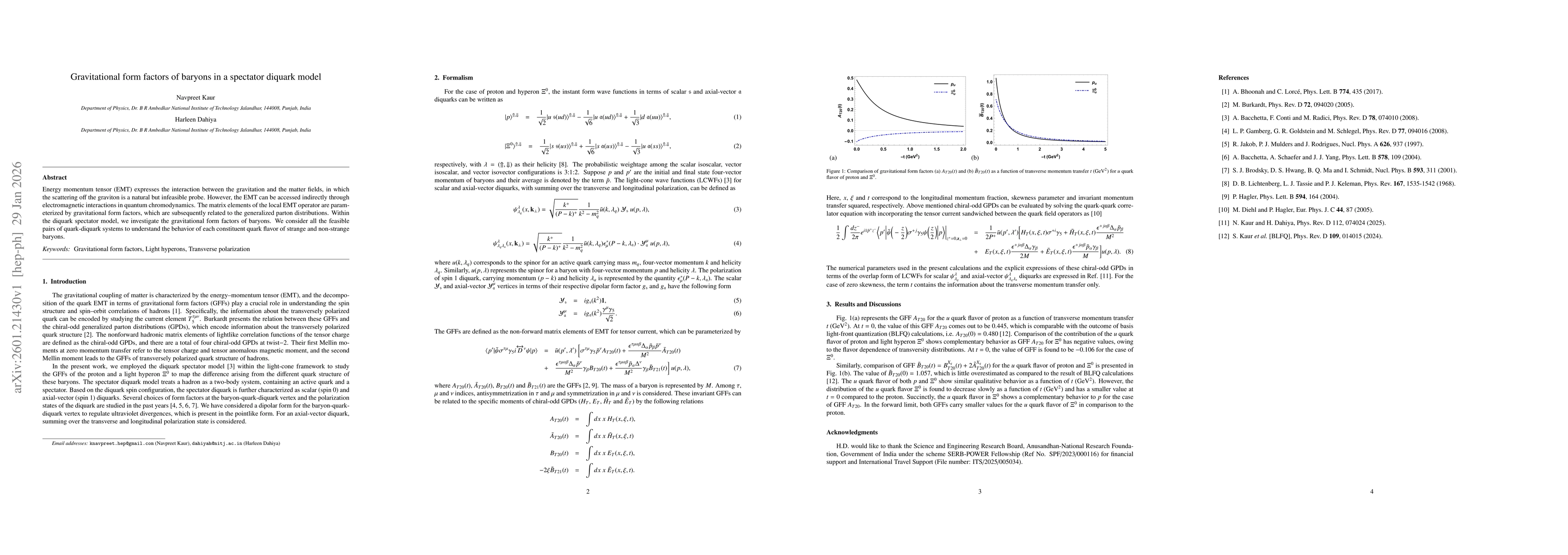 Thumbnail for Gravitational form factors of baryons in a spectator diquark model