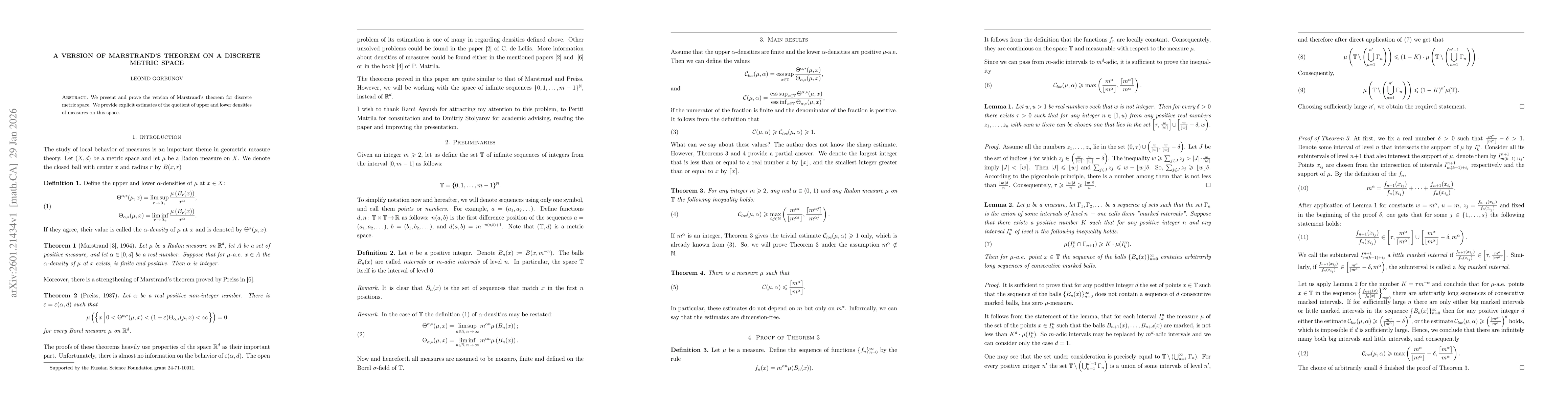 Thumbnail for A version of Marstrand's theorem on a discrete metric space