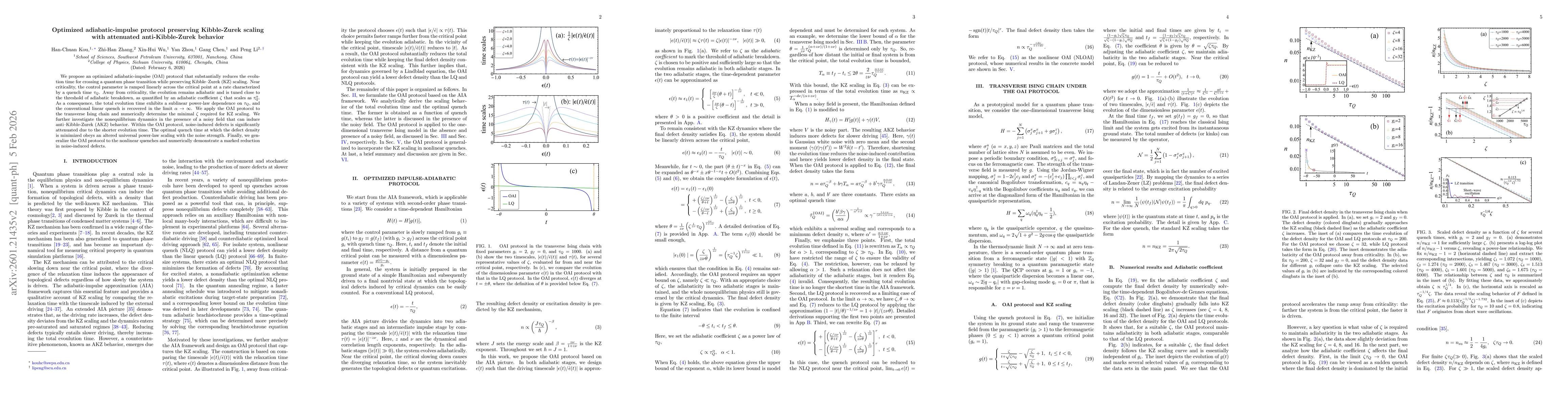 Thumbnail for Optimized adiabatic-impulse protocol preserving Kibble-Zurek scaling with attenuated anti-Kibble-Zurek behavior