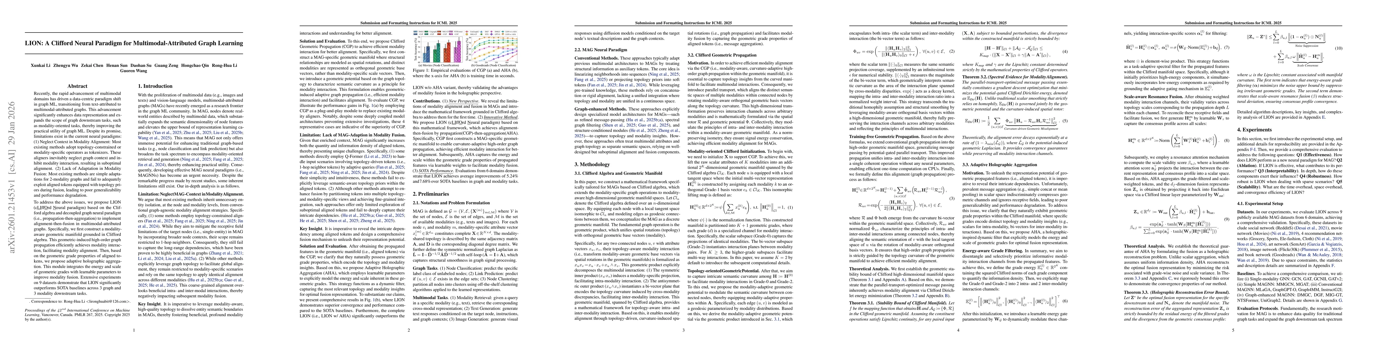 Thumbnail for LION: A Clifford Neural Paradigm for Multimodal-Attributed Graph Learning
