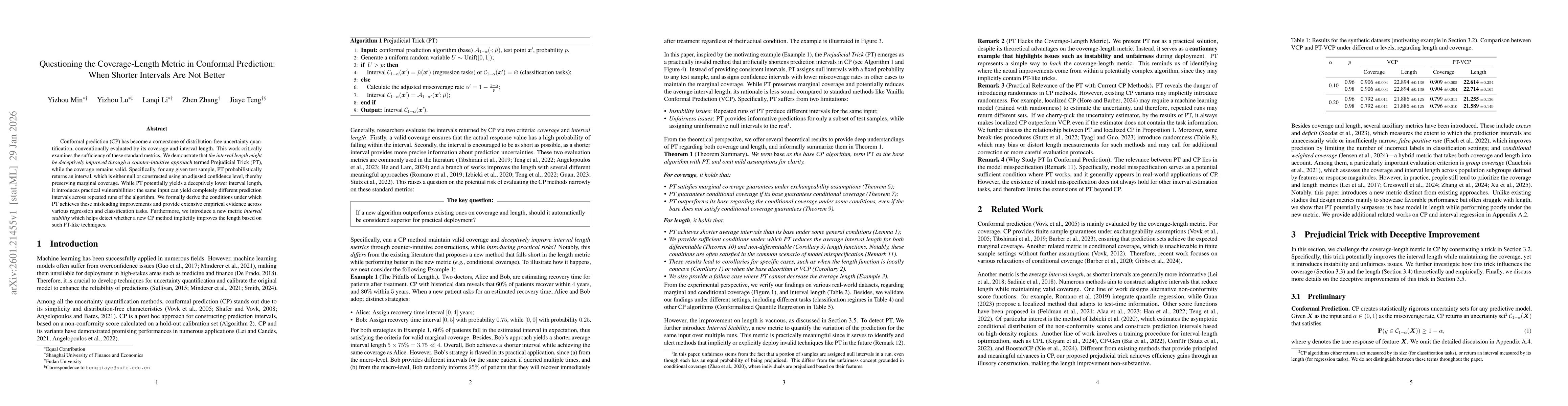 Thumbnail for Questioning the Coverage-Length Metric in Conformal Prediction: When Shorter Intervals Are Not Better