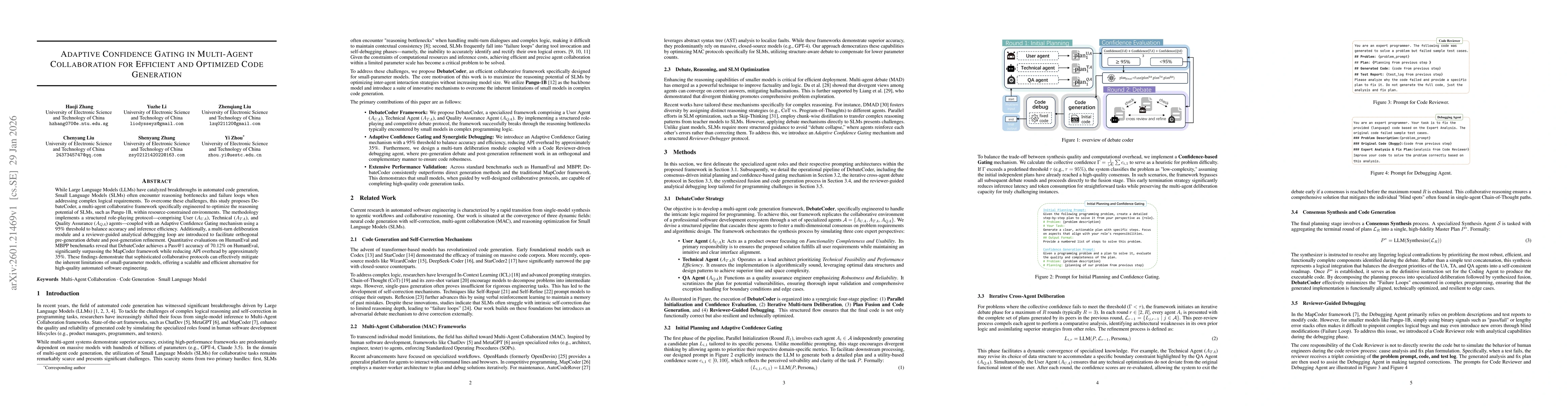 Thumbnail for Adaptive Confidence Gating in Multi-Agent Collaboration for Efficient and Optimized Code Generation