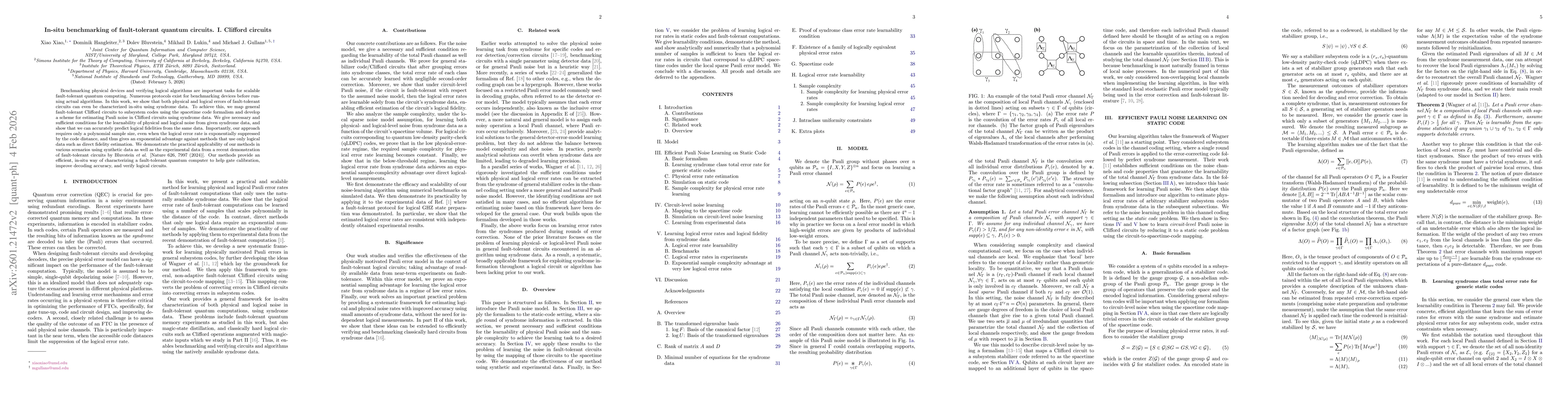 Thumbnail for In-situ benchmarking of fault-tolerant quantum circuits. I. Clifford circuits