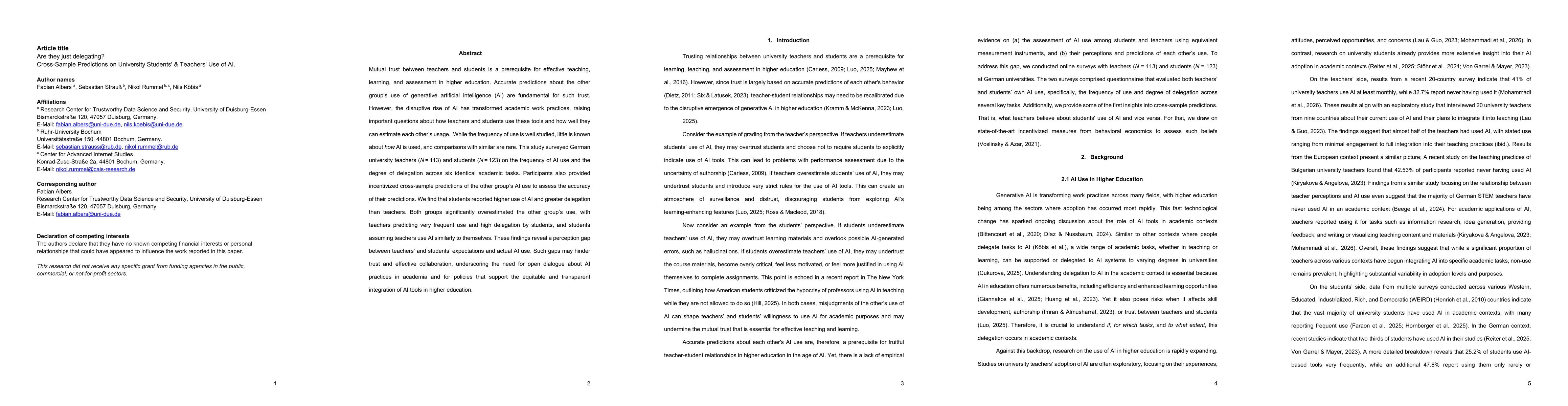 Thumbnail for Are they just delegating? Cross-Sample Predictions on University Students' & Teachers' Use of AI