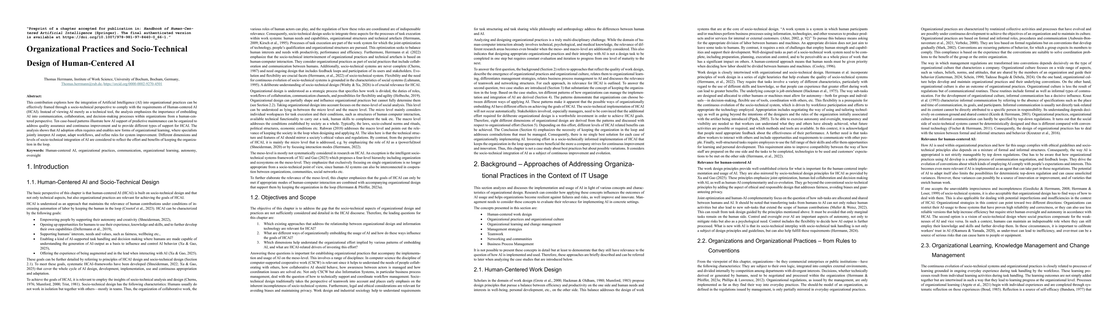 Thumbnail for Organizational Practices and Socio-Technical Design of Human-Centered AI
