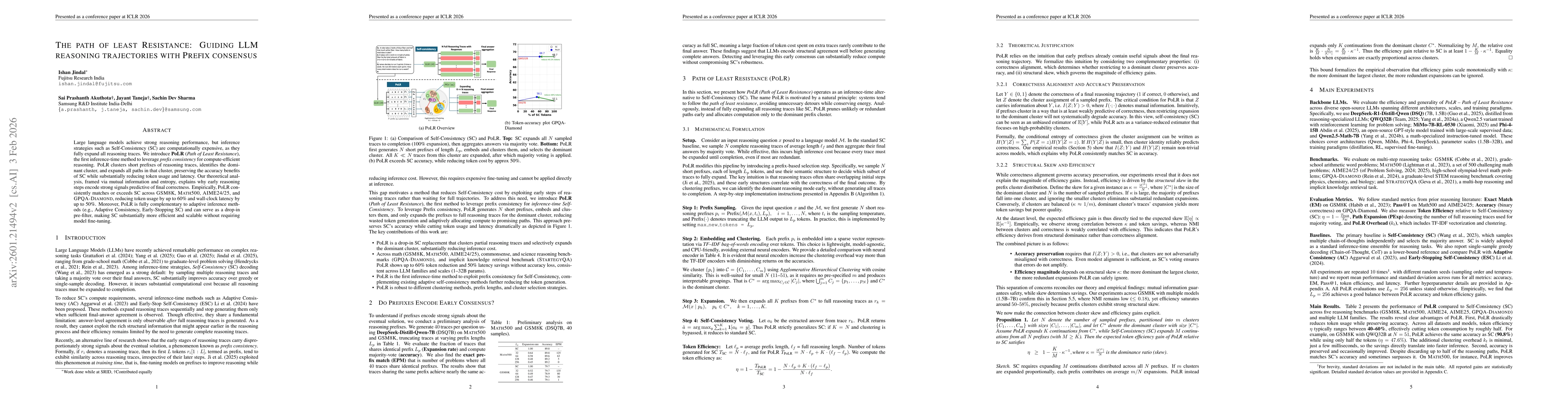 Thumbnail for The Path of Least Resistance: Guiding LLM Reasining Trajectories with Prefix Consensus