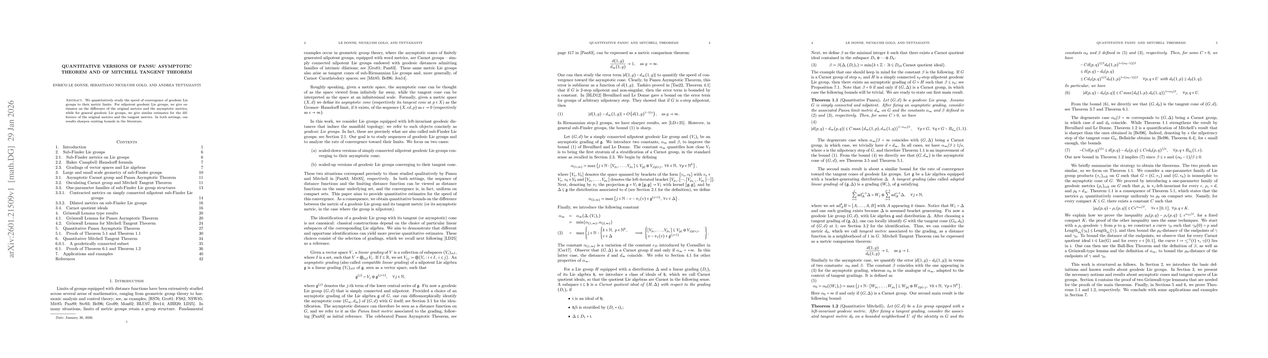 Thumbnail for Quantitative versions of Pansu Asymptotic Theorem and of Mitchell Tangent Theorem