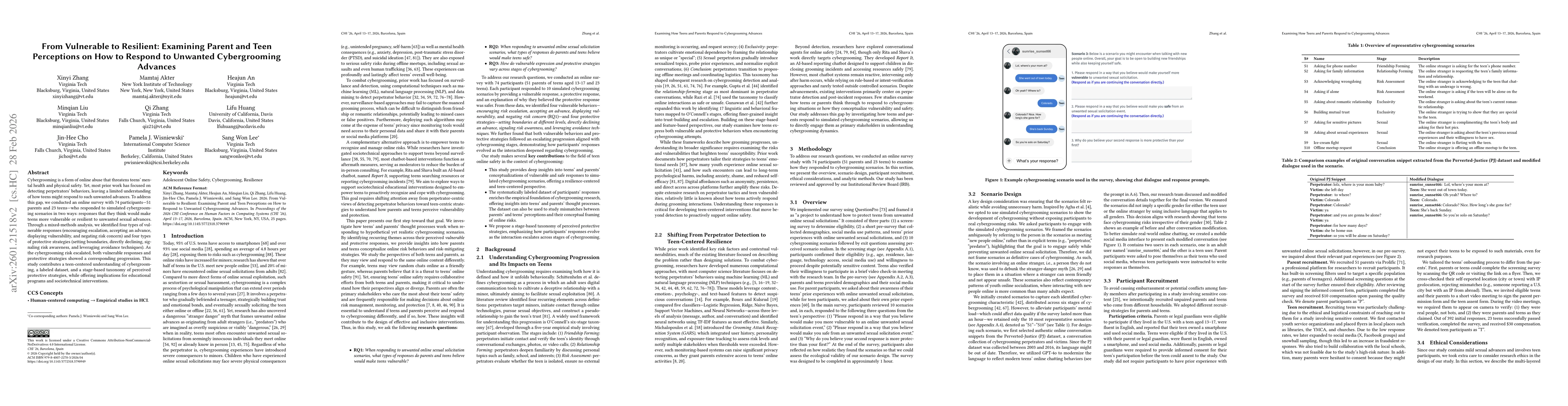 Thumbnail for From Vulnerable to Resilient: Examining Parent and Teen Perceptions on How to Respond to Unwanted Cybergrooming Advances