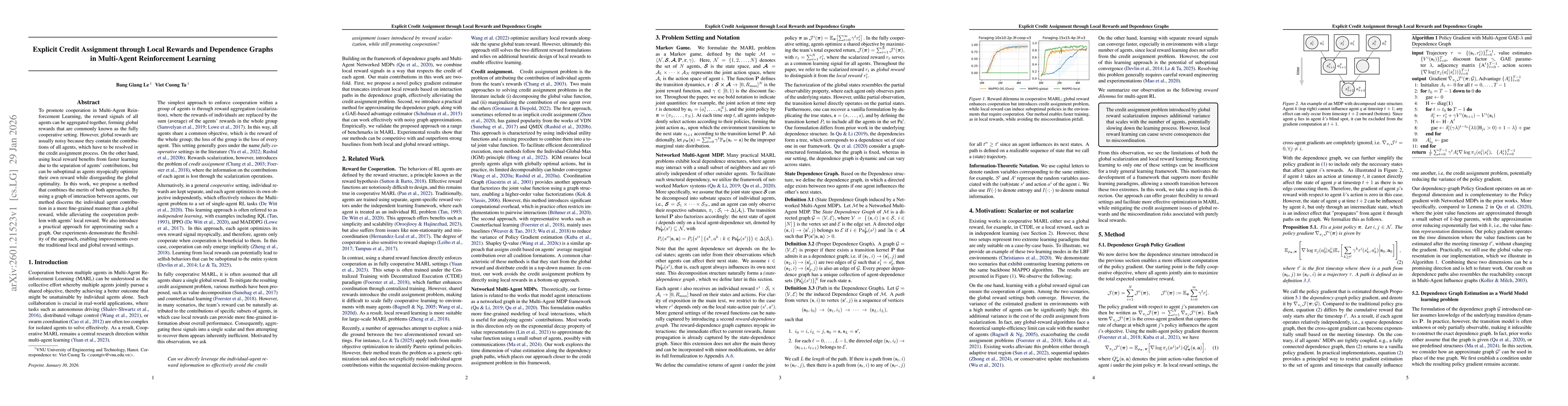 Thumbnail for Explicit Credit Assignment through Local Rewards and Dependence Graphs in Multi-Agent Reinforcement Learning